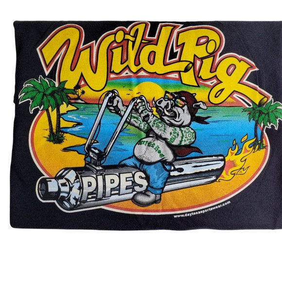 Wild Pig Pipes Graphic Tee Shirt Black Size LGG 42-44 (Harley Davidson Exhaust) - Picture 1 of 8
